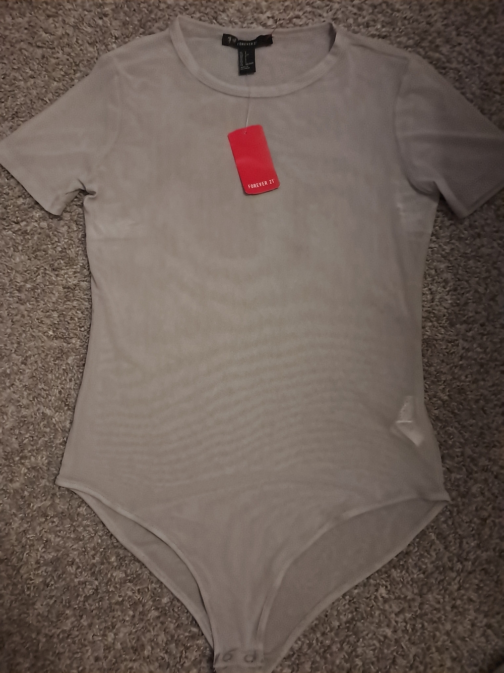 Forever 21 Women's Short Sleeve Gray Bodysuit